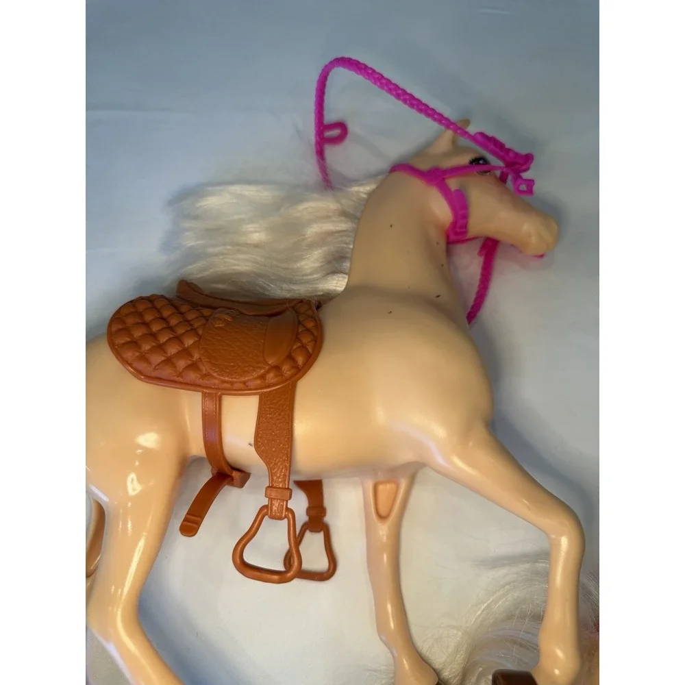 Light Brown Horse with Saddle, Bridle & Reins 2 Horses In Total For Barbies Doll
